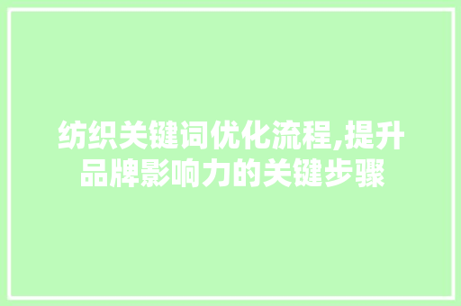 纺织关键词优化流程,提升品牌影响力的关键步骤