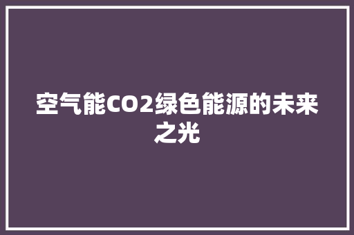 空气能CO2绿色能源的未来之光 厨房维修