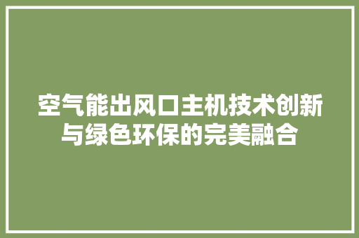 空气能出风口主机技术创新与绿色环保的完美融合 墙体维修