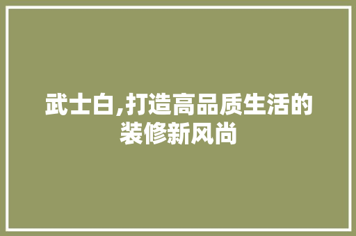 武士白,打造高品质生活的装修新风尚 武士白,打造高品质生活的装修新风尚 墙体维修
