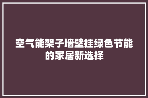 空气能架子墙壁挂绿色节能的家居新选择 综合便民