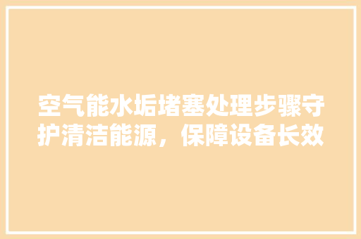 空气能水垢堵塞处理步骤守护清洁能源，保障设备长效运行 综合便民