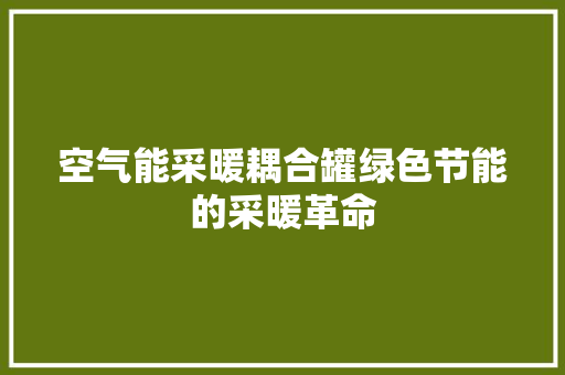 空气能采暖耦合罐绿色节能的采暖革命