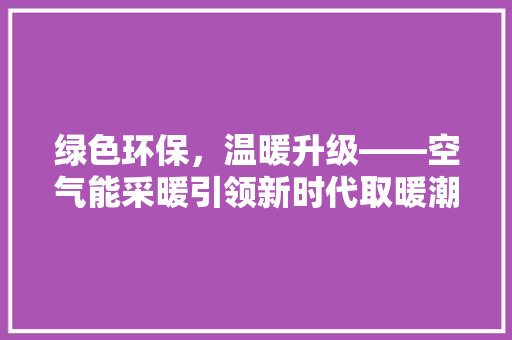 绿色环保，温暖升级——空气能采暖引领新时代取暖潮流 厨房维修