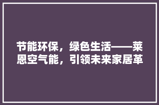 节能环保，绿色生活——莱恩空气能，引领未来家居革命 综合便民