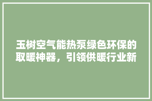玉树空气能热泵绿色环保的取暖神器，引领供暖行业新潮流