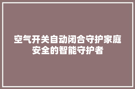 空气开关自动闭合守护家庭安全的智能守护者
