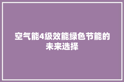 空气能4级效能绿色节能的未来选择