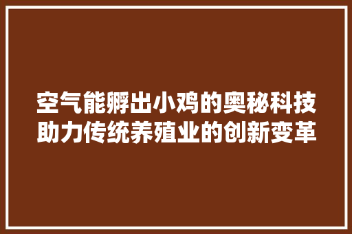 空气能孵出小鸡的奥秘科技助力传统养殖业的创新变革