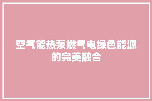 空气能热泵燃气电绿色能源的完美融合