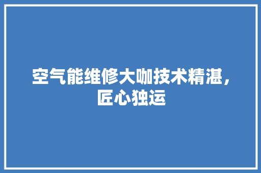 空气能维修大咖技术精湛，匠心独运 墙体维修