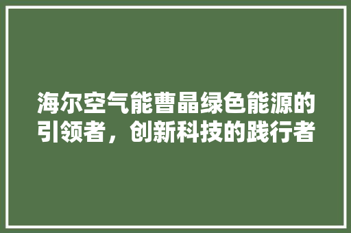 海尔空气能曹晶绿色能源的引领者，创新科技的践行者