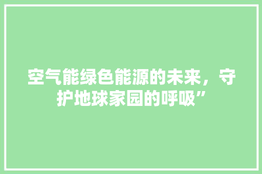 空气能绿色能源的未来，守护地球家园的呼吸”
