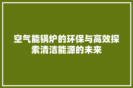 空气能锅炉的环保与高效探索清洁能源的未来