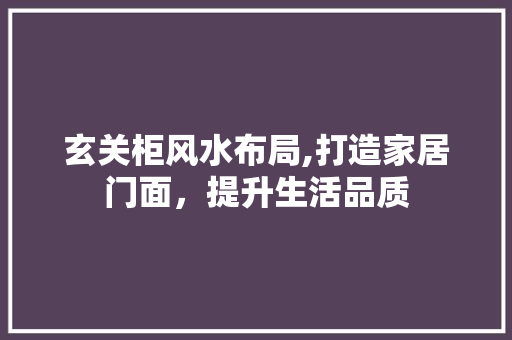 玄关柜风水布局,打造家居门面，提升生活品质 玄关柜风水布局,打造家居门面，提升生活品质 厨房维修