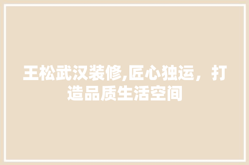 王松武汉装修,匠心独运，打造品质生活空间 王松武汉装修,匠心独运，打造品质生活空间 综合便民