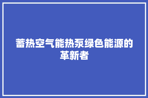 蓄热空气能热泵绿色能源的革新者