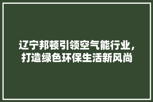 辽宁邦顿引领空气能行业，打造绿色环保生活新风尚 综合便民