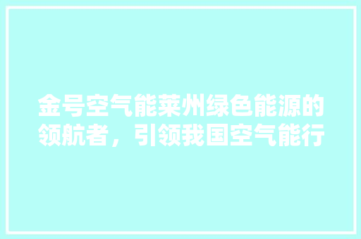 金号空气能莱州绿色能源的领航者，引领我国空气能行业蓬勃发展