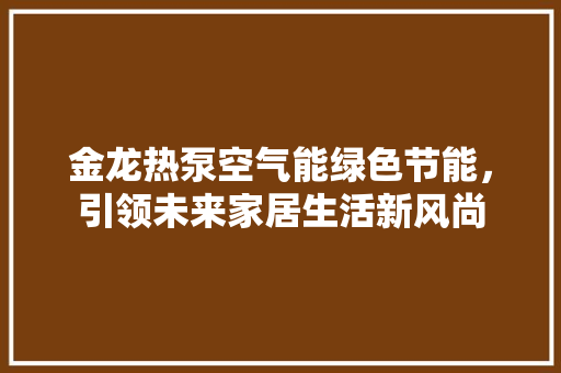 金龙热泵空气能绿色节能，引领未来家居生活新风尚