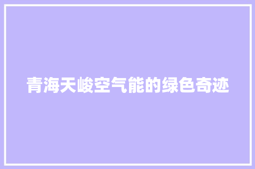 青海天峻空气能的绿色奇迹