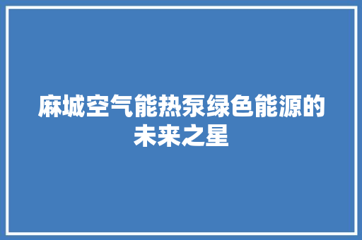 麻城空气能热泵绿色能源的未来之星