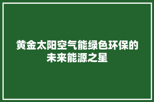 黄金太阳空气能绿色环保的未来能源之星