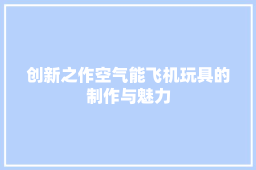 创新之作空气能飞机玩具的制作与魅力