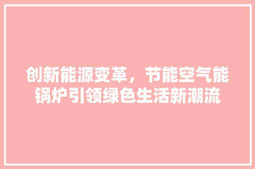 创新能源变革，节能空气能锅炉引领绿色生活新潮流 综合便民