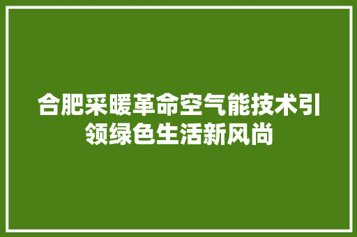 合肥采暖革命空气能技术引领绿色生活新风尚 墙体维修