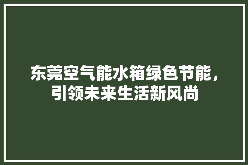 东莞空气能水箱绿色节能，引领未来生活新风尚