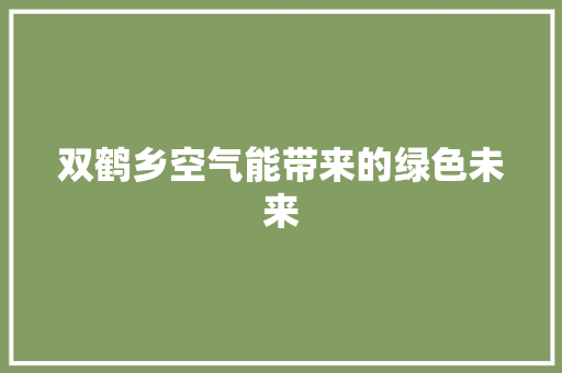 双鹤乡空气能带来的绿色未来