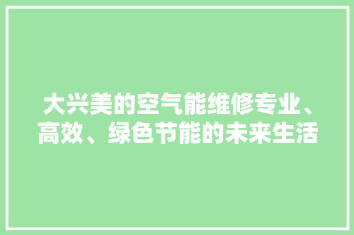 大兴美的空气能维修专业、高效、绿色节能的未来生活伙伴