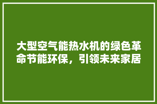 大型空气能热水机的绿色革命节能环保，引领未来家居生活