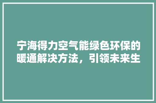 宁海得力空气能绿色环保的暖通解决方法，引领未来生活新风尚