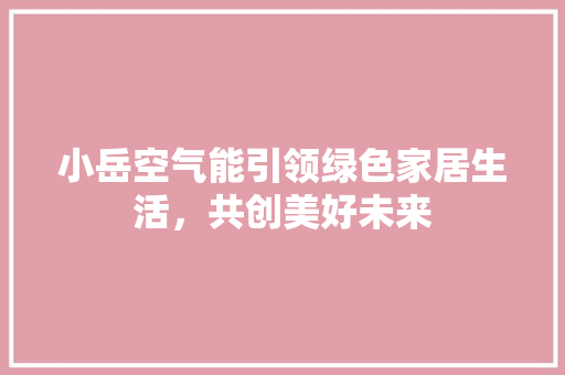小岳空气能引领绿色家居生活，共创美好未来