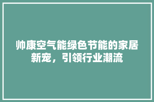 帅康空气能绿色节能的家居新宠，引领行业潮流