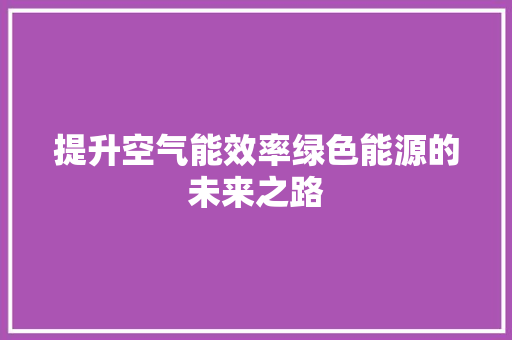 提升空气能效率绿色能源的未来之路