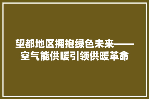 望都地区拥抱绿色未来——空气能供暖引领供暖革命 综合便民