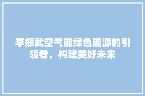 李振武空气能绿色能源的引领者，构建美好未来