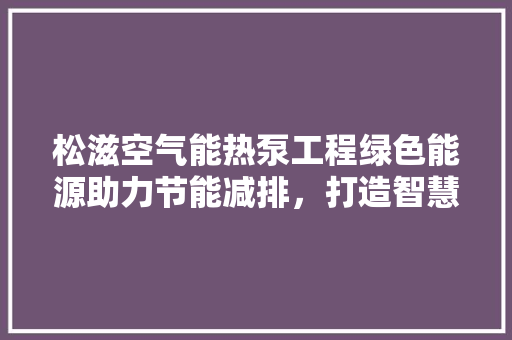 松滋空气能热泵工程绿色能源助力节能减排，打造智慧环保新典范