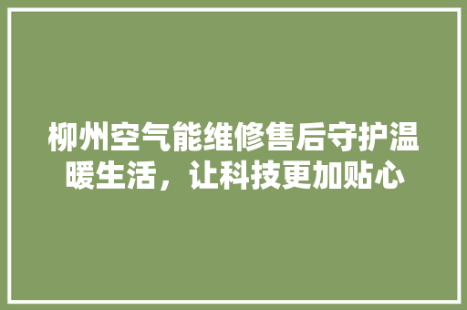 柳州空气能维修售后守护温暖生活，让科技更加贴心