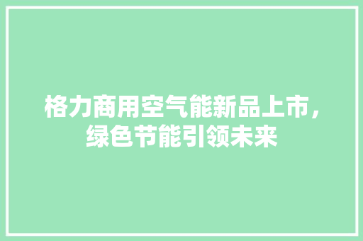 格力商用空气能新品上市，绿色节能引领未来