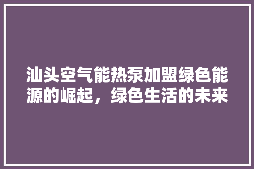汕头空气能热泵加盟绿色能源的崛起，绿色生活的未来 墙体维修
