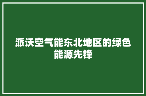 派沃空气能东北地区的绿色能源先锋