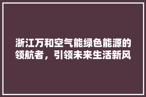 浙江万和空气能绿色能源的领航者，引领未来生活新风尚
