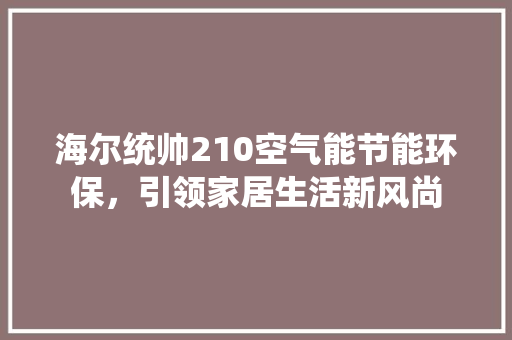 海尔统帅210空气能节能环保，引领家居生活新风尚