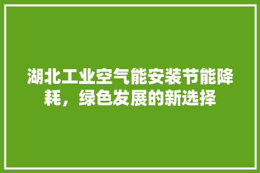 湖北工业空气能安装节能降耗，绿色发展的新选择