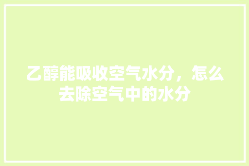乙醇能吸收空气水分，怎么去除空气中的水分 汽车维修