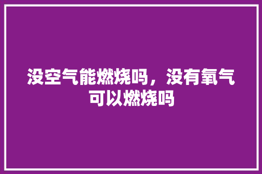没空气能燃烧吗，没有氧气可以燃烧吗 家电维修